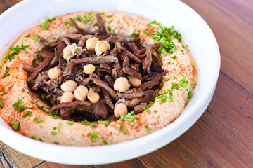steak shawarma hummus bowl