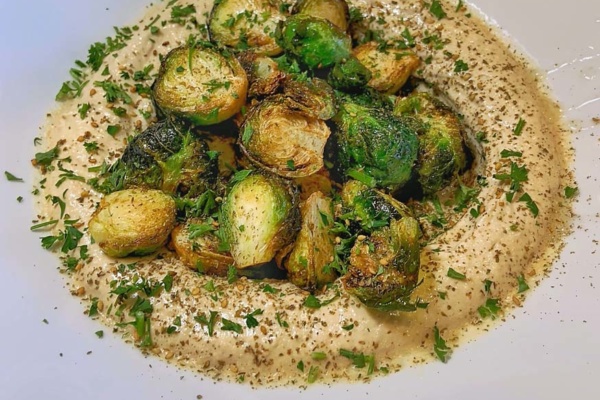 Brussels Sprouts Hummus Bowl